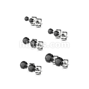 5 Pairs of Assorted Sizes Prong Set Round CZ Stainless Steel Stud Earrings Pack - Image 8