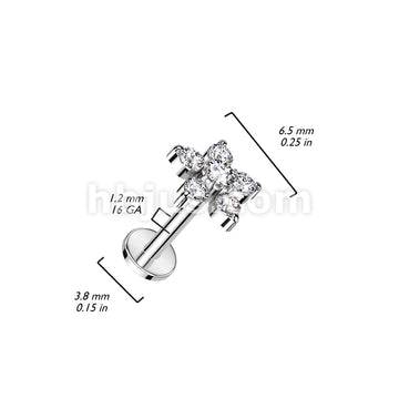 3 Pcs Prong Set CZ Industrial Barbell, Double Chain Link Barbell and Hoop, CZ Flower Labret Stud 316L Surgical Steel Ear Cartilage Mix Value Pack - Image 6
