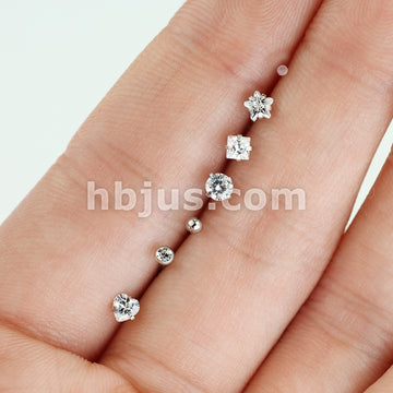 7 Pcs Pre Loaded Essential 316L Surgical Steel Nose Stud Rings Gem Box Package - Image 3