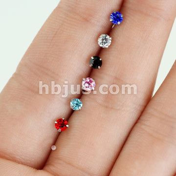 7 Pcs Pre Loaded Prong Set Round Mixed Color CZ 316L Surgical Steel Nose Stud Rings Gem Box Package - Image 3