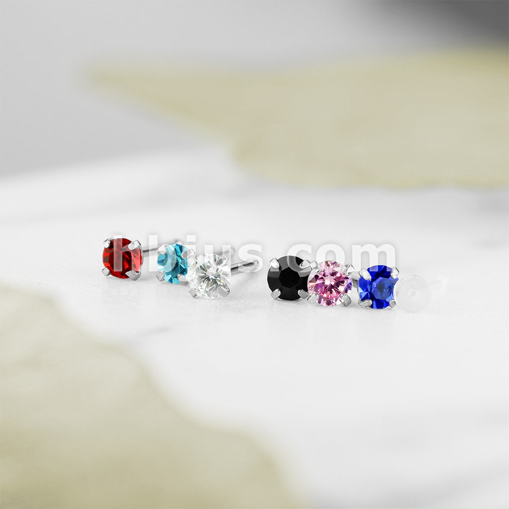 7 Pcs Pre Loaded Prong Set Round Mixed Color CZ 316L Surgical Steel Nose Stud Rings Gem Box Package - Image 4