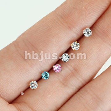 7 Pcs Pre Loaded L Bend Prong Set CZ 316L Surgical Steel Nose Stud Rings Gem Box Package - Image 3