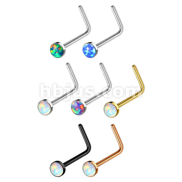 7 pcs Pre Loaded Gem Box Value Pack Opal Set 316L surgical Steel L Bend Nose Stud Rings - Image 2