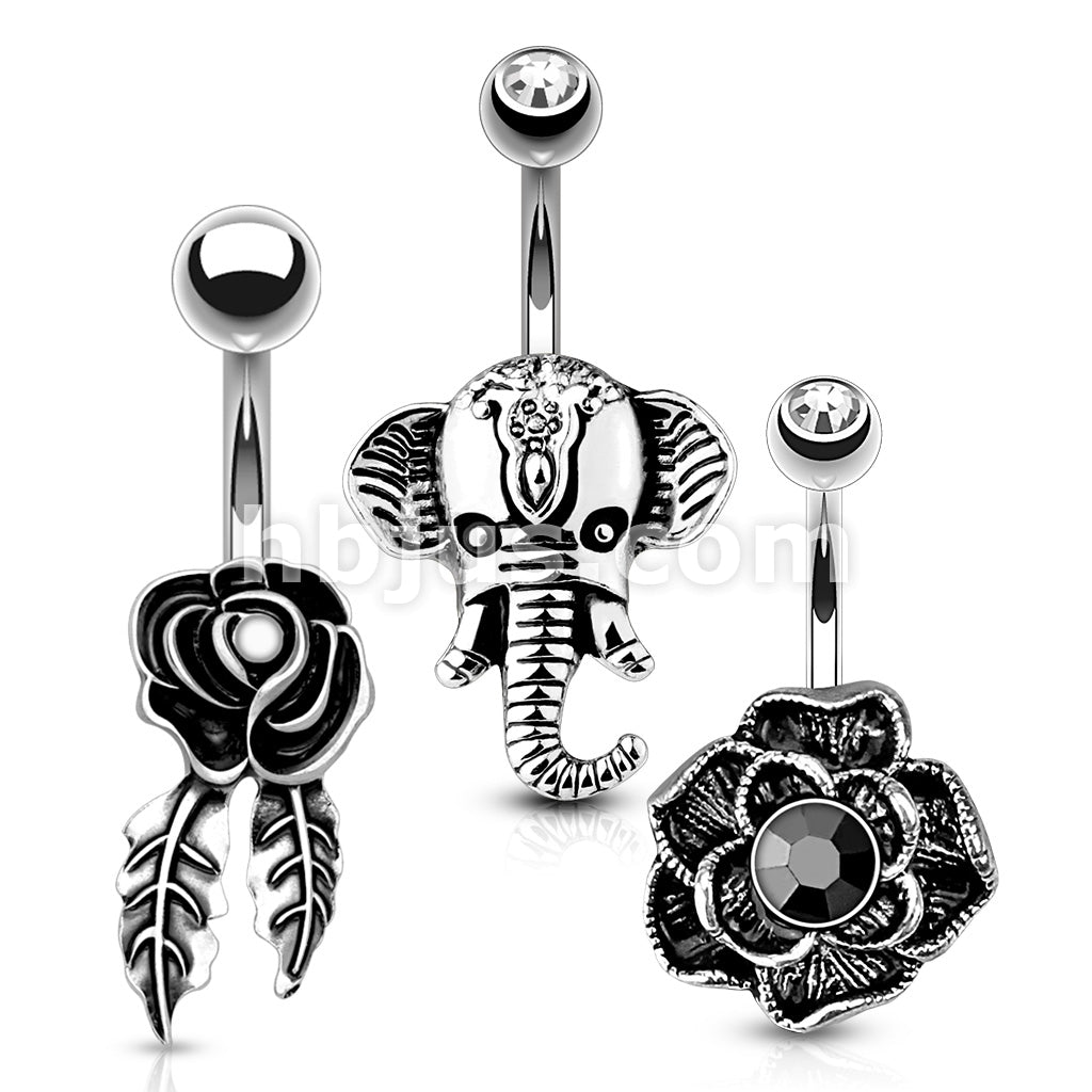 316L Surgical Steel 3 Pcs Pre Loaded Assorted Gem Box Package Belly Button Ring - Image 2