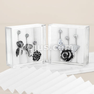 316L Surgical Steel 3 Pcs Pre Loaded Assorted Gem Box Package Belly Button Ring - Image 4