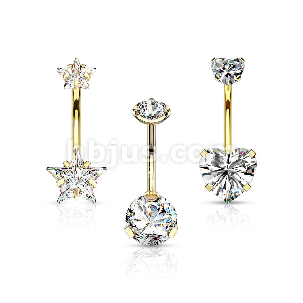 3 Pcs Pre Loaded Assorted 316L Surgical Steel Internal Thread Top Double Jeweled Belly Ring Gem Box Package - Image 3