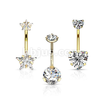 3 Pcs Pre Loaded Assorted 316L Surgical Steel Internal Thread Top Double Jeweled Belly Ring Gem Box Package - Image 3