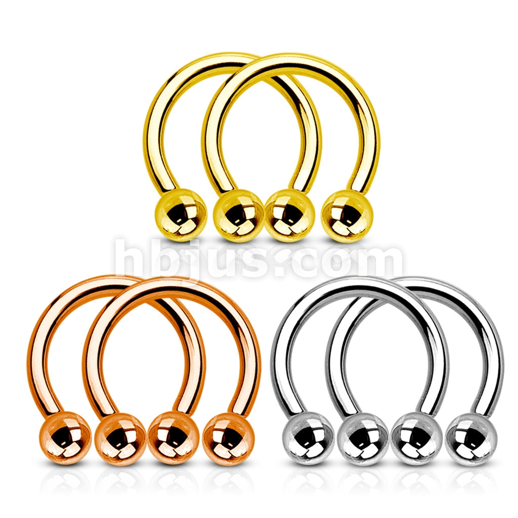 Value Pack Three Pairs 316L Surgical Steel Horseshoes. Polished, Gold IP and Rose Gold IP - Image 2