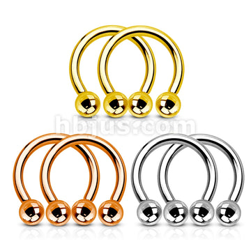 Value Pack Three Pairs 316L Surgical Steel Horseshoes. Polished, Gold IP and Rose Gold IP - Image 2