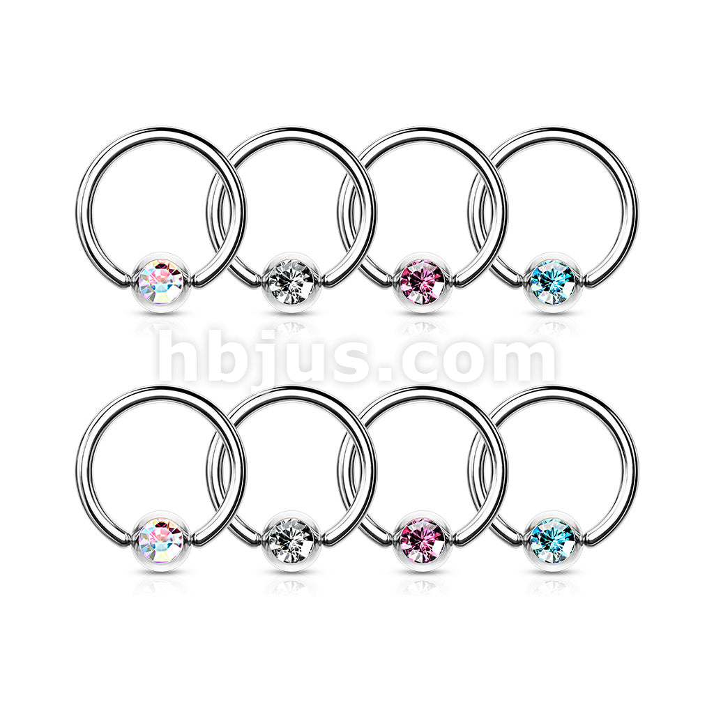 Value Pack 4 Pairs Annealed 316L Surgical Steel Captive Bead Rings with Crystal Set Ball - Image 2