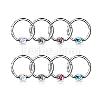 Value Pack 4 Pairs Annealed 316L Surgical Steel Captive Bead Rings with Crystal Set Ball - Image 2