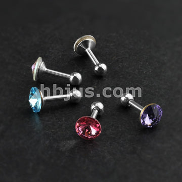 5 Pcs Value Pack of Assorted 316L Surgical Steel Pointed Crystal Cartilage/Tragus Barbell - Image 3