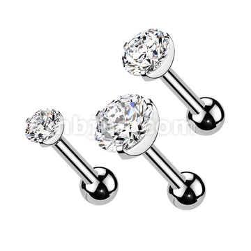 3 Pcs Value Pack of Assorted 316L Tragus Bar with Clear Round Gem Top - Image 2