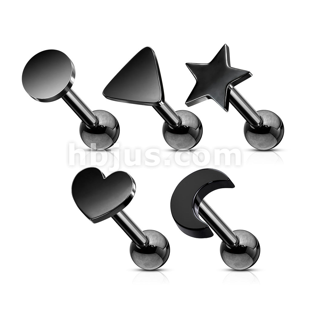 5 Pcs Value Pack of Assorted 316L Cartilage/Tragu Bar with Mixed Shapes Top - Image 4
