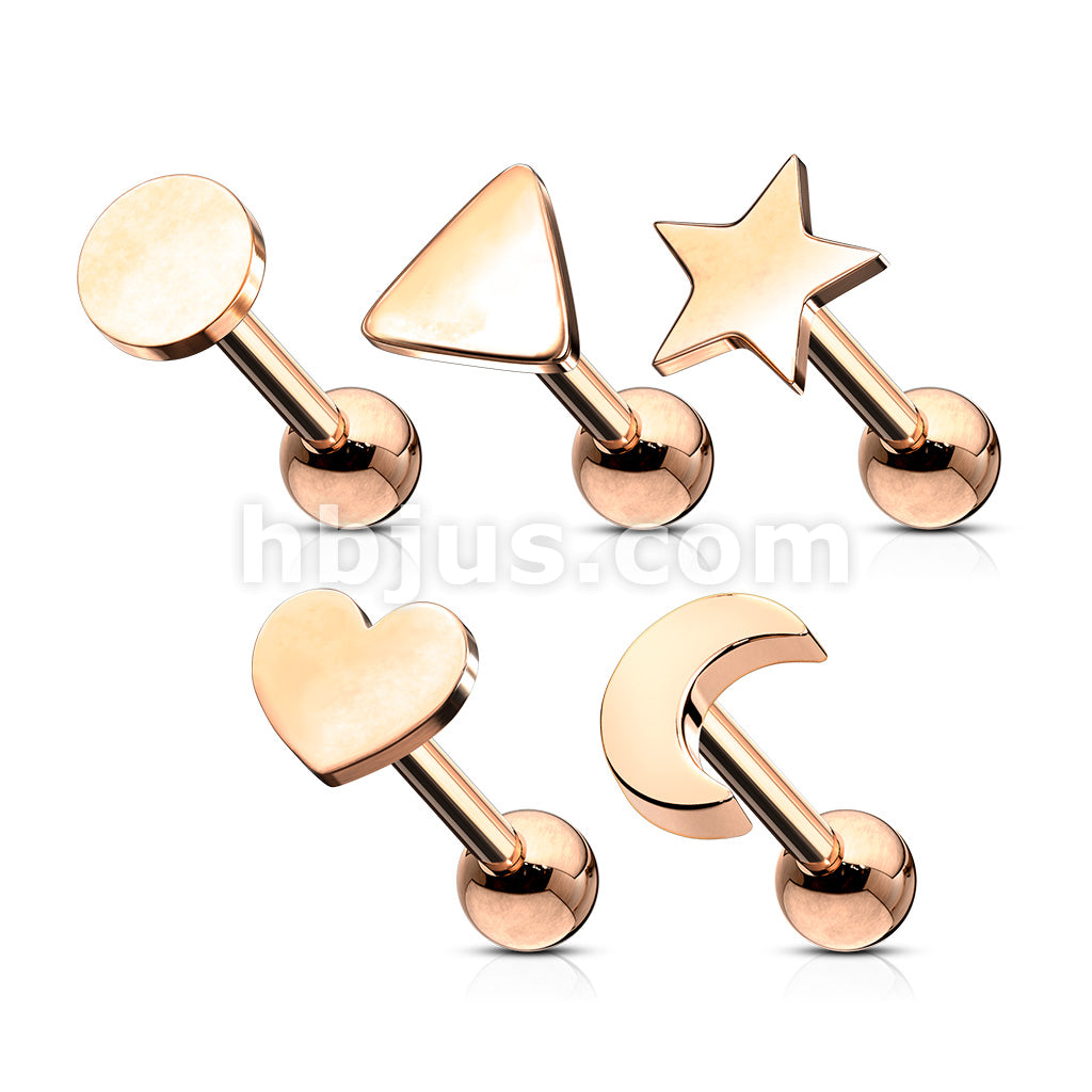 5 Pcs Value Pack of Assorted 316L Cartilage/Tragu Bar with Mixed Shapes Top - Image 5