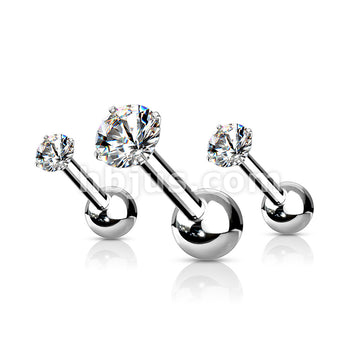 3 Pcs Value Pack of Assorted 316L Cartilage/Tragus Bar with Prong Set CZ Top - Image 2