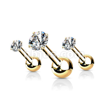 3 Pcs Value Pack of Assorted 316L Cartilage/Tragus Bar with Prong Set CZ Top - Image 3