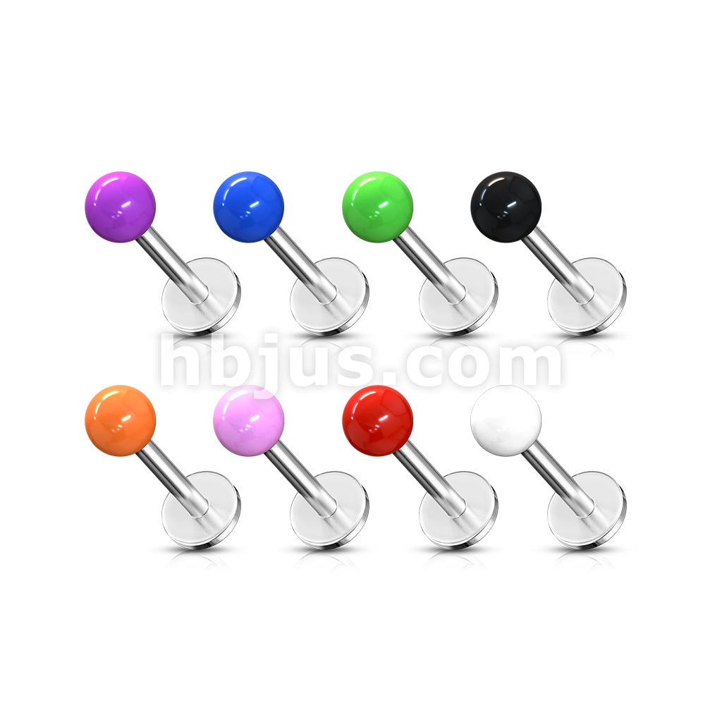 8 Pcs Value Pack of Assorted 316L Surgical Stainless Steel Monroe/Labret with Solid Color Acrylic Balls - Image 2