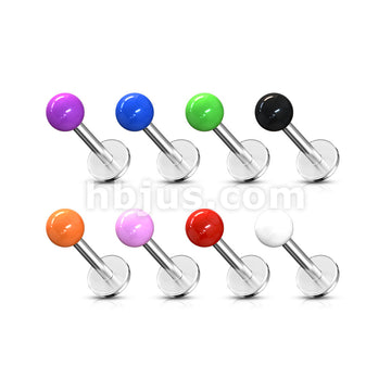 8 Pcs Value Pack of Assorted 316L Surgical Stainless Steel Monroe/Labret with Solid Color Acrylic Balls - Image 2