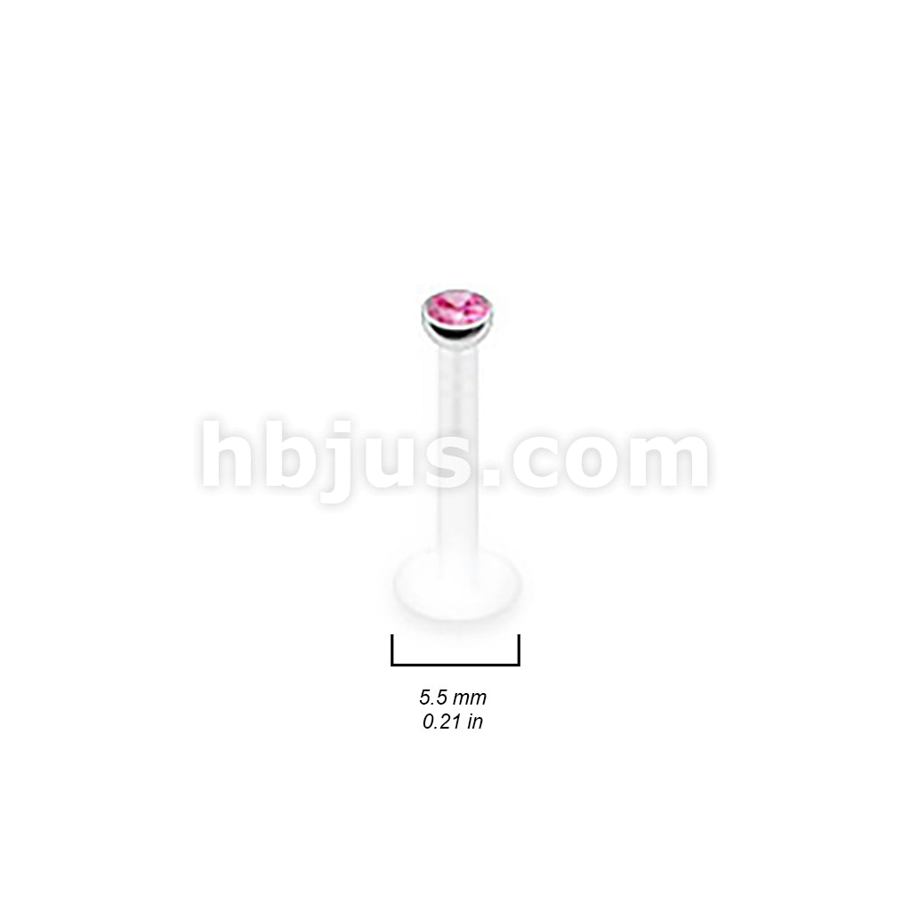 5 Pcs Value Pack of Assorted PTFE Flex Push-in Labret/Monroe W/Press Fit Gem Stone - Image 2