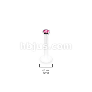 5 Pcs Value Pack of Assorted PTFE Flex Push-in Labret/Monroe W/Press Fit Gem Stone - Image 2