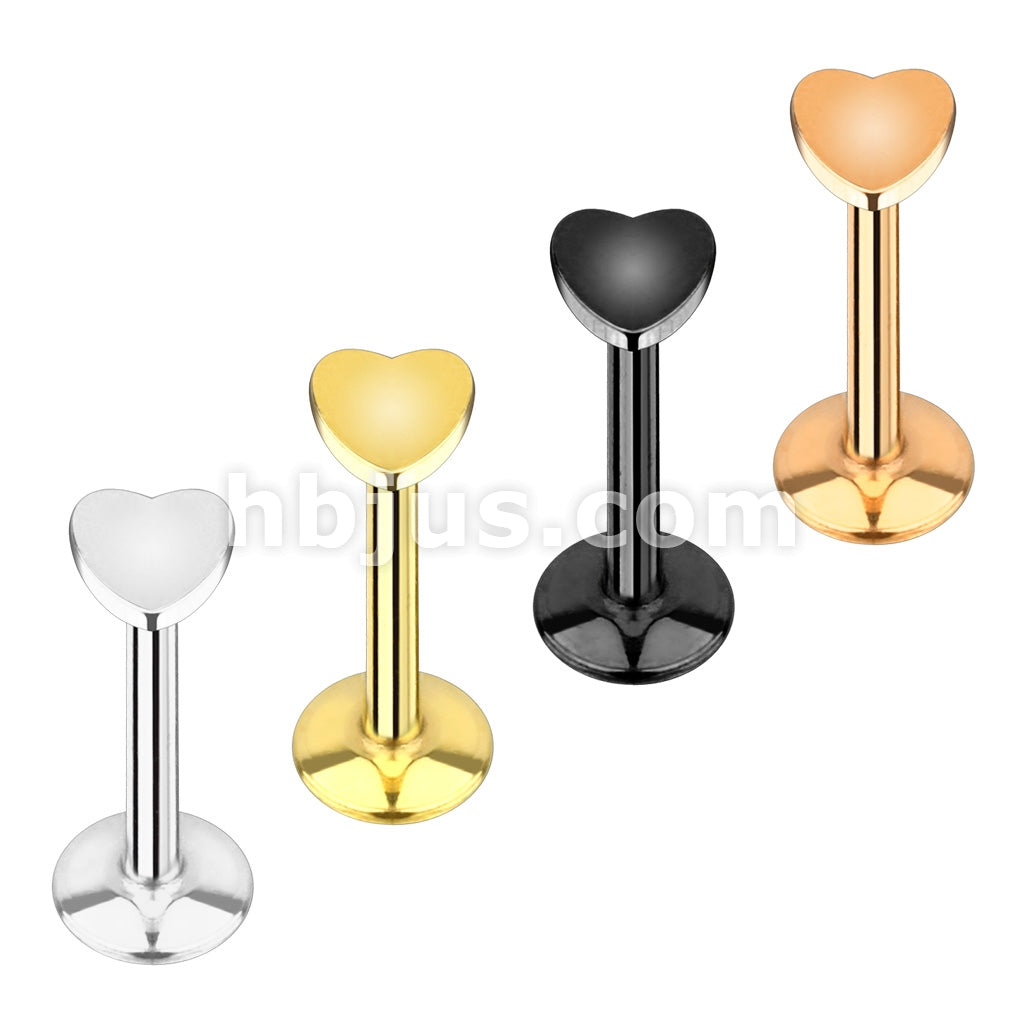 Value Pack 4 Pcs Internally Threaded 316L Surgical Steel Labret/Monroe with Heart Top - Image 2