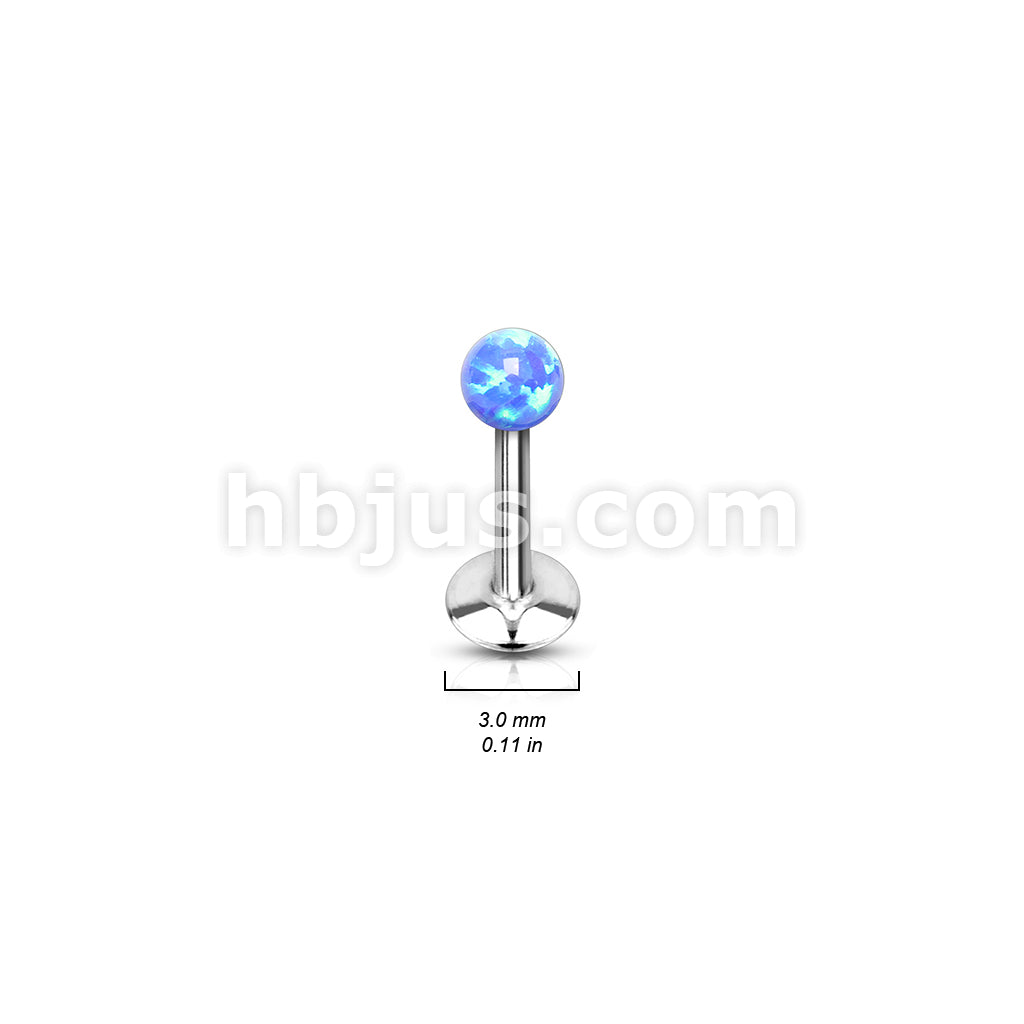Value Pack 4 Pcs Internally Threaded 316L Surgical Steel Labret/Monroe with Opal Bal Top - Image 3