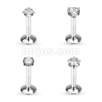 Value Pack 4 Pcs Internally Threaded 316L Surgical Steel Labret/Monroe with Prong Set CZ To - Image 2