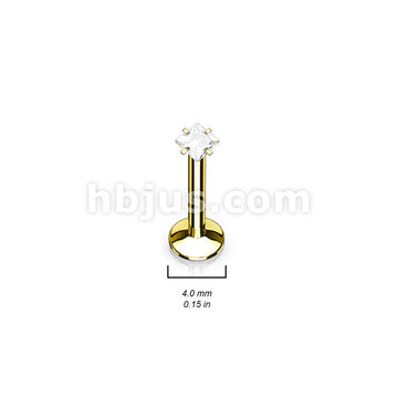 4 Pcs Value Pack Internally Threaded Square Prong Top Gem Labret Monroe Titanium IP Over 316L Surgical Steel  - Image 5