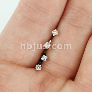 4 Pcs Value Pack Internally Threaded Square Prong Top Gem Labret Monroe Titanium IP Over 316L Surgical Steel  - Image 3