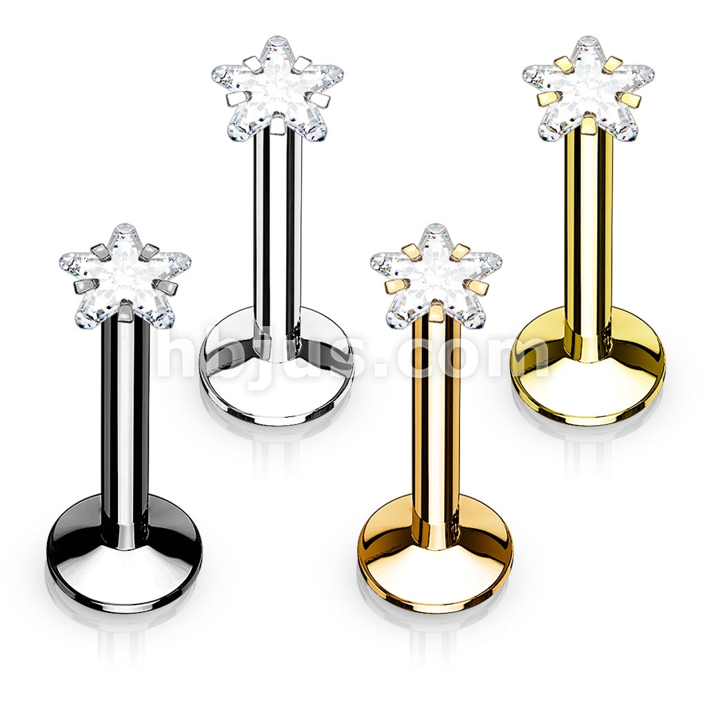 4 Pcs Value Pack Internally Threaded Star Prong Top Gem Labret Monroe Titanium IP Over 316L Surgical Steel  - Image 2