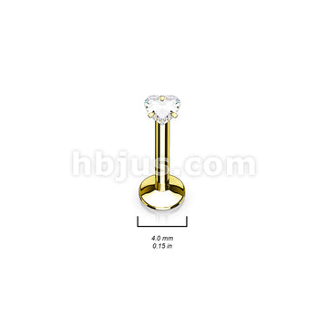 4 Pcs Value Pack Internally Threaded Heart Prong Top Gem Labret Monroe Titanium IP Over 316L Surgical Steel  - Image 5