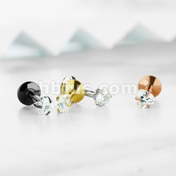 4 Pcs Value Pack Internally Threaded Heart Prong Top Gem Labret Monroe Titanium IP Over 316L Surgical Steel  - Image 4