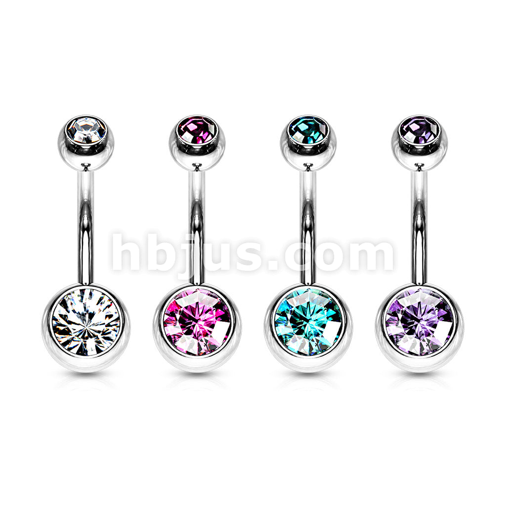 4 Pcs Value Pack of Assorted Color 316L Surgical Steel Double Gem Ball Navel Ring - Image 2