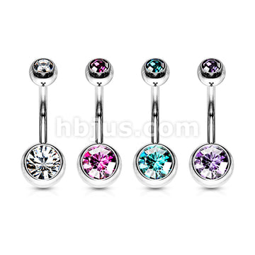 4 Pcs Value Pack of Assorted Color 316L Surgical Steel Double Gem Ball Navel Ring - Image 2