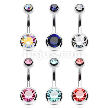 6 Pcs Value Pack Double Jeweled 316L Surgical Stainless Steel Navel Rings - Image 2