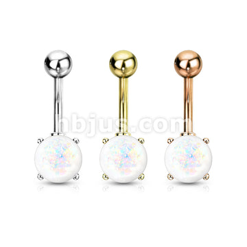 3 Pcs Value Pack IP Plated Opal Glitter Prong Set 316L Surgical Steel Belly Button Rings - Image 2