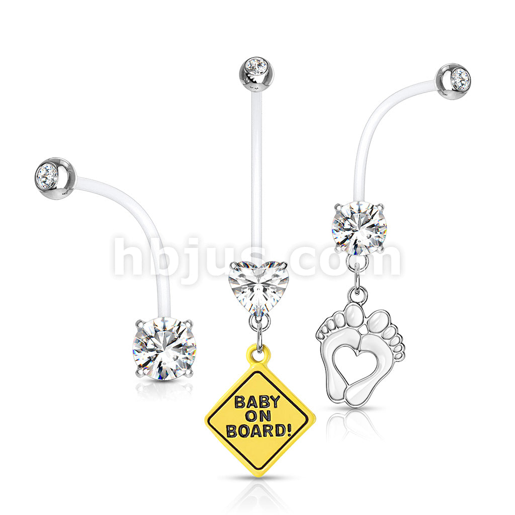 3 Pcs Value Pack Pregnancy Belly Rings Bioflex With 316L Surgical Steel Balls - Image 2