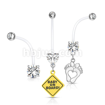 3 Pcs Value Pack Pregnancy Belly Rings Bioflex With 316L Surgical Steel Balls - Image 2
