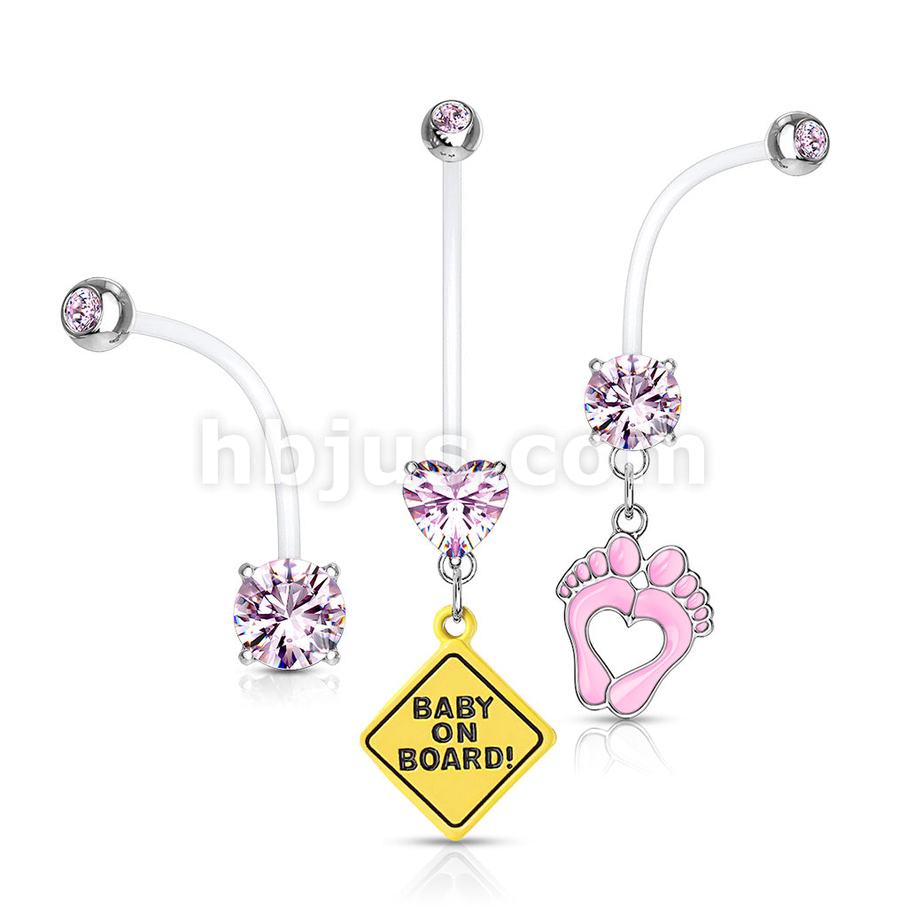 3 Pcs Value Pack Pregnancy Belly Rings Bioflex With 316L Surgical Steel Balls - Image 3