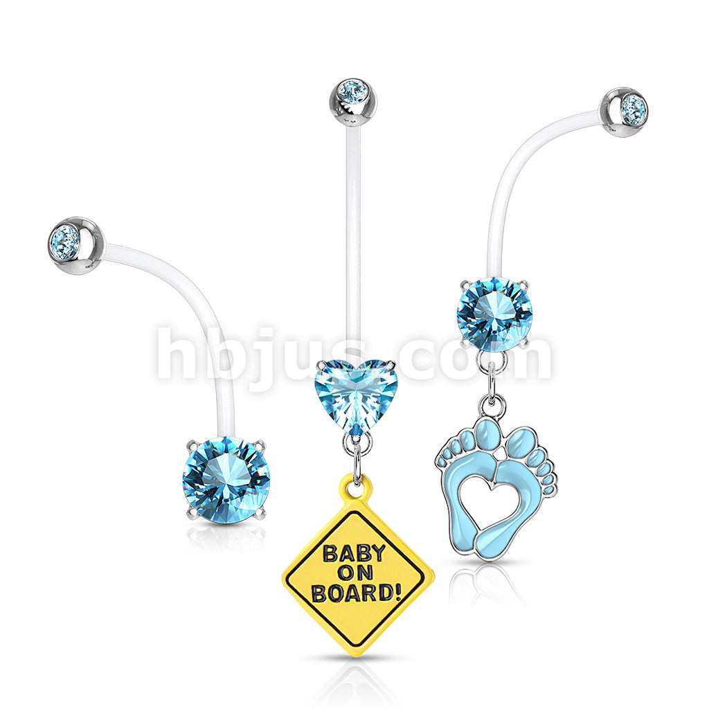 3 Pcs Value Pack Pregnancy Belly Rings Bioflex With 316L Surgical Steel Balls - Image 4