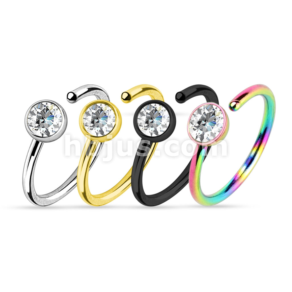 4 Pcs Value Pack of Assorted Titanium IP with Clear CZ 316L Surgical Steel Nose Ring - Image 2