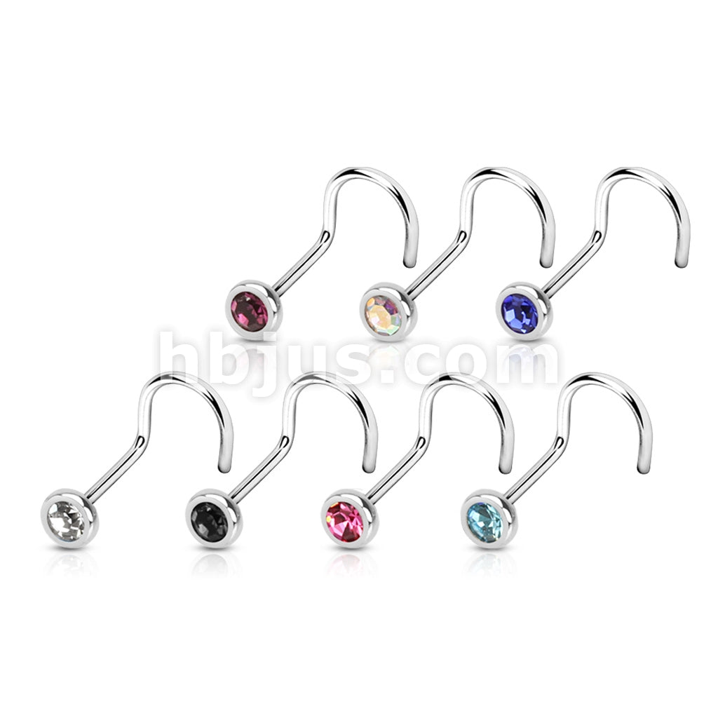 7 Pcs Value Pack of Assorted 316L Surgical Steel Press Fit Gem Nose Screw  - Image 2