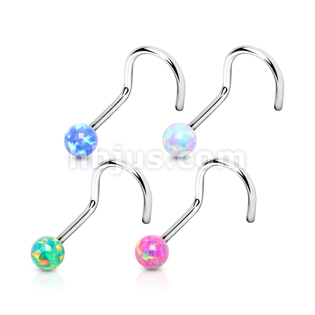4 Pcs Value Pack of Assorted Opal Ball 316L Surgical Steel Nose Screw  - Image 2
