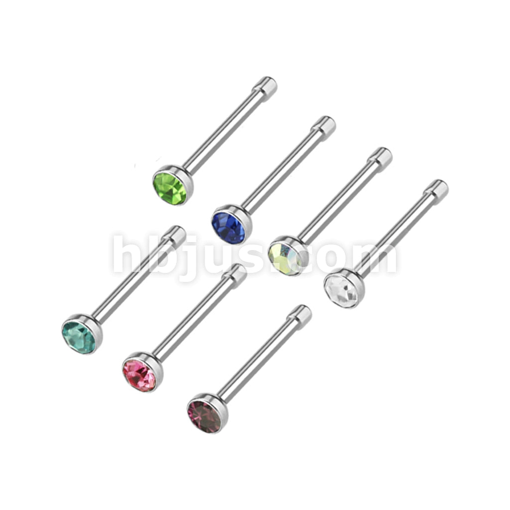 7 Pcs Value Pack of Assorted 316L Surgical Steel 2mm CZ Nose Bone Studs - Image 2