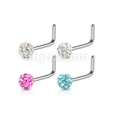 4 Pcs Value Pack of Assorted Ferido Ball 316L Surgical Steel L Bend Nose Ring - Image 2
