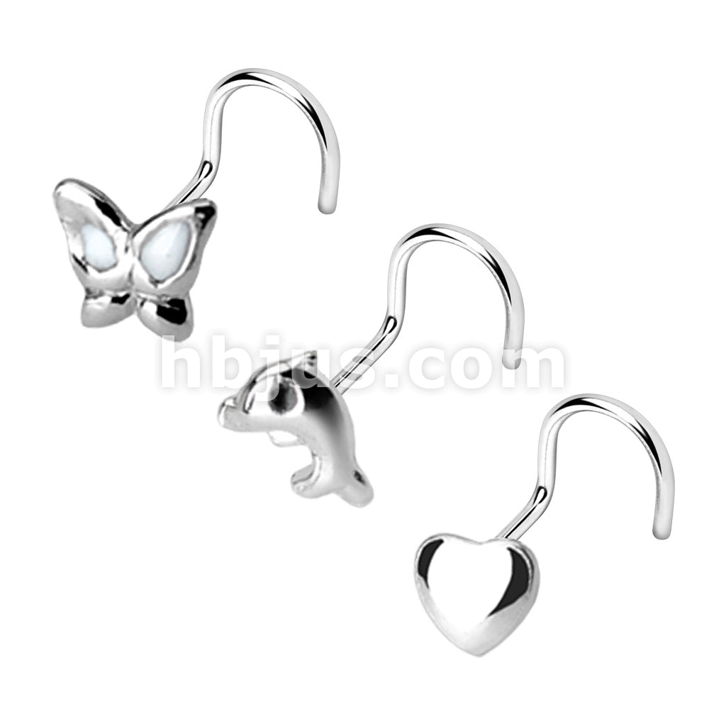 3 Pcs Value Pack of Assorted .925 Sterling Silver Nose Screw - Image 2