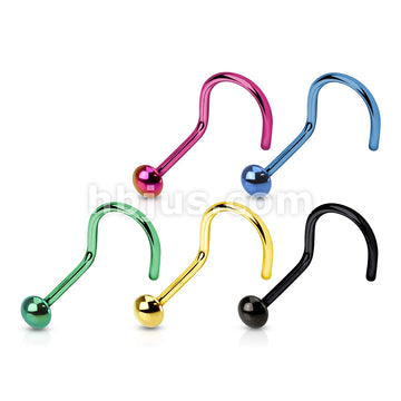 5 Pcs Value Pack of Assorted Dome Top Titanium IP Over 316L Surgical Steel Nose Screw - Image 2