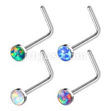 Opal Set 316L Surgical Steel "L" Bend Nose Stud Rings 4 pcs Value Pack - Image 2