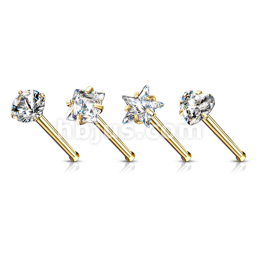 4 Pcs Value Pack of 316L Surgical Steel Nose Bone Stud Rings With Prong Set CZ Mix - Image 3